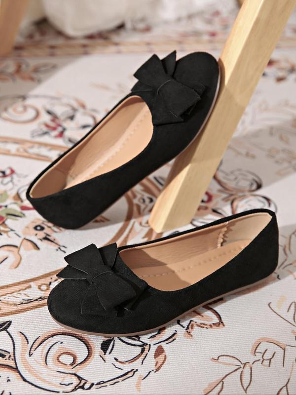 Women's Elegant Bowknot Design Ballet Flats, Trendy Round Toe Slip on Flat Shoes, Fashionable Shoes for Daily Wear