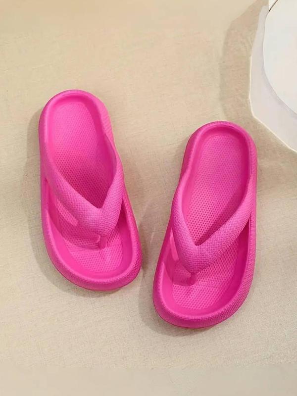 Women's 1 Pair Solid Color Non-slip Flip Flops, Casual Soft Comfortable Wear Resistance Home Slippers, All-match Slippers for Indoor & Outdoor Wear