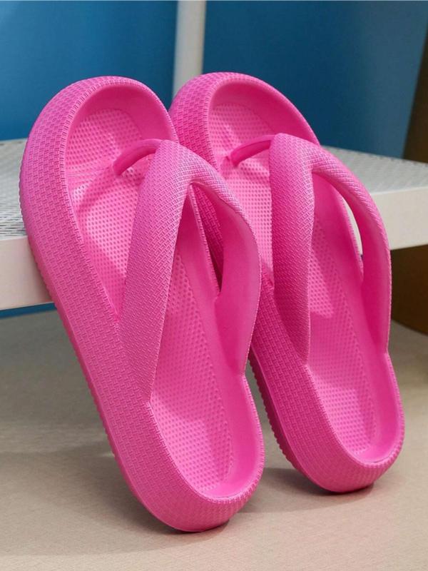 Women's 1 Pair Solid Color Non-slip Flip Flops, Casual Soft Comfortable Wear Resistance Home Slippers, All-match Slippers for Indoor & Outdoor Wear