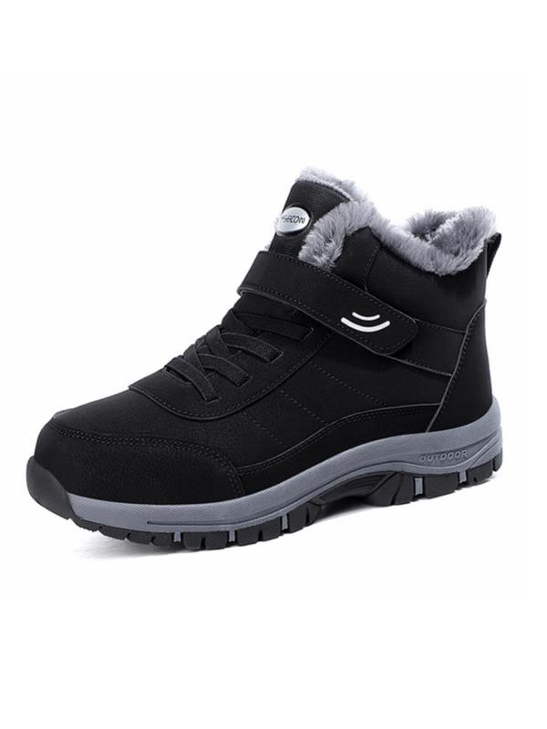 Men's Winter Warm Walking Shoes, Casual Sporty Velcro Design Boots for Outdoor Activities, Male All-match Sports Shoes for Daily Wear