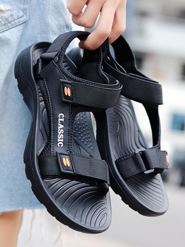 Men's Casual Plain Color Velcro Sport Sandals, Minimalist Outdoor Beach Sandals, Summer Casual Comfortable Sandals for Men for Daily Life