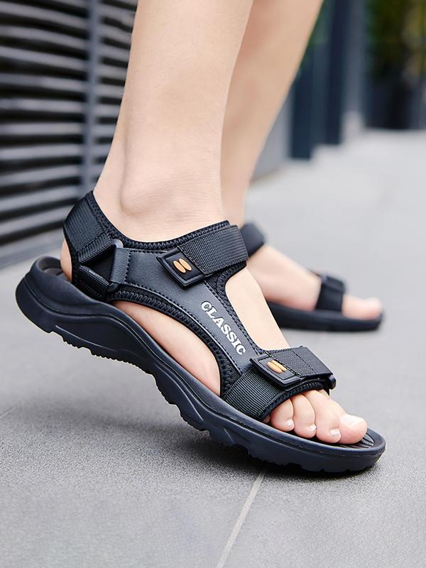 Men's Casual Plain Color Velcro Sport Sandals, Minimalist Outdoor Beach Sandals, Summer Casual Comfortable Sandals for Men for Daily Life