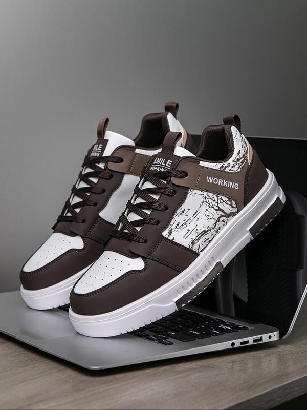 Men's Fashionable Colorblock Patchwork Lace Up Low Top Designer Sneakers, Casual Comfortable Breathable Sports Running Shoes, Male Round Toe Shoes for Daily Wear