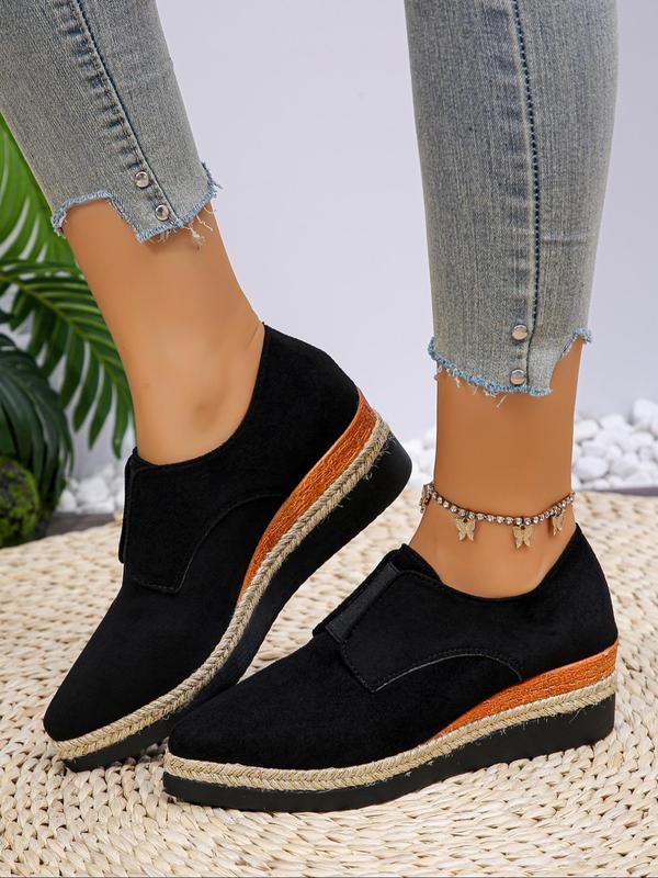 Women's Fashionable Solid Color Pointed Toe Slip on Wedge Shoes, Casual Comfortable Wedge Shoes for Daily Wear, All-match Commuter Shoes for Work & Daily Wear