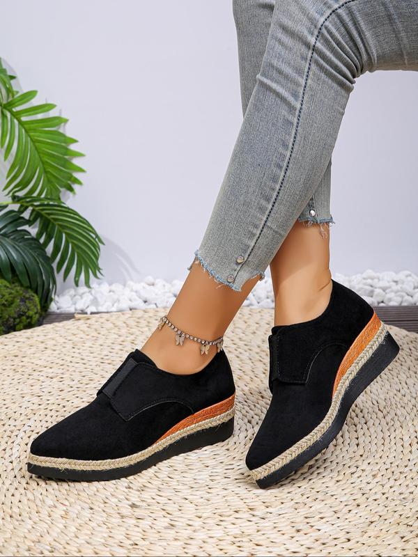 Women's Fashionable Solid Color Pointed Toe Slip on Wedge Shoes, Casual Comfortable Wedge Shoes for Daily Wear, All-match Commuter Shoes for Work & Daily Wear