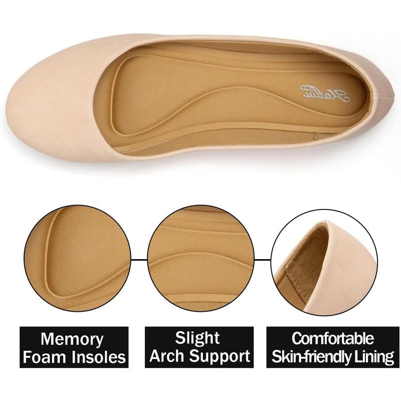 Katliu Women Comfort Flats Round Toe Ballet Flats Slip on Walking Flat Shoes