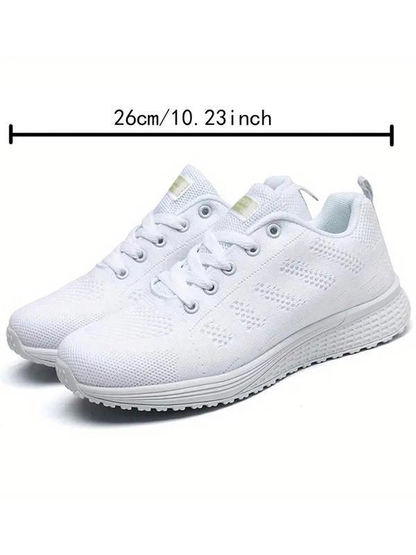 Women's 1 Pair Plain Lace up Low Top Sneakers, Casual Comfortable Sports Running Shoes, Lightweight Breathable Shoes Sporty Outdoor Sneakers