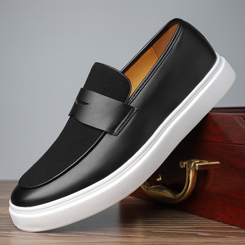 Men's Low Top Skateboarding Shoes - Preppy, Casual Sports Style | All-Season Solid Color Slip-On Sneakers | PU Upper & Inner, Rubber Sole | Round Toe Design for Daily Wear