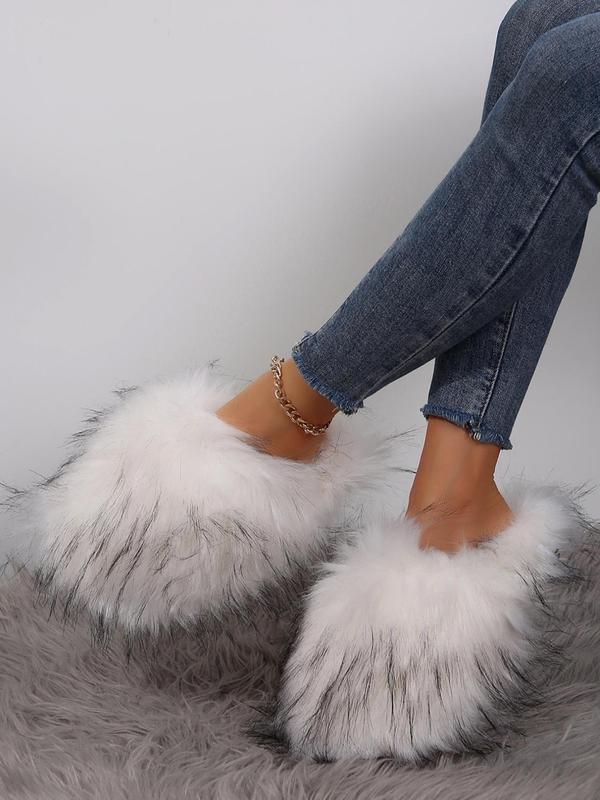 Women's Faux Fur Plush Slippers, Casual Soft Comfortable Home Slippers, Warm Slippers for Indoor & Outdoor Use for Fall & Winter Fur Slippers