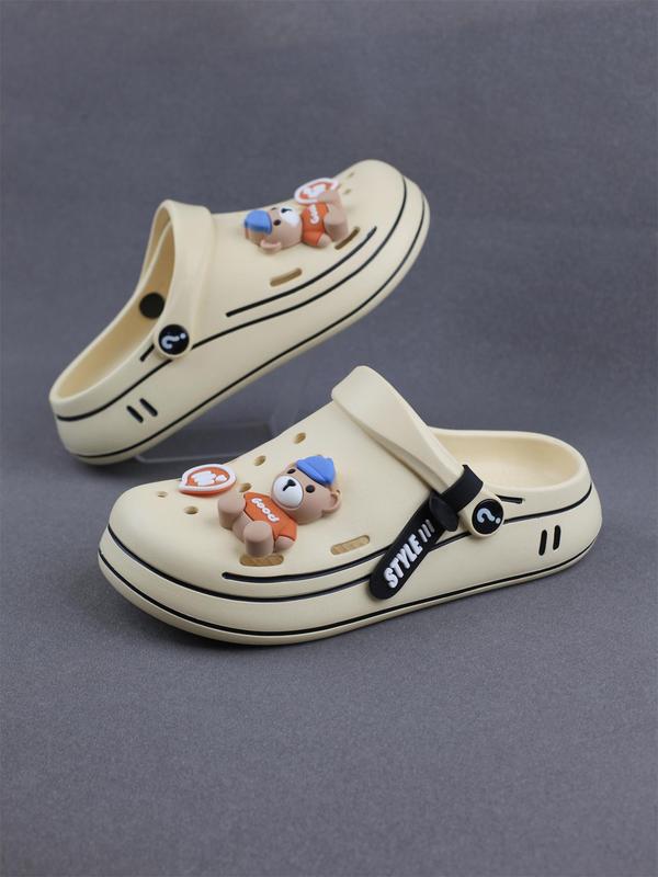 Women's Cute Cartoon Bear Design Clogs, Casual Comfortable Non-slip Clogs, Fashionable Clogs for Indoor & Outdoor Wear