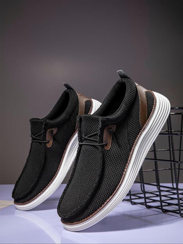 Men's Business Style Criss Cross Lace Patched Design Slip on Footwear Shoes, Casual Comfortable Breathable Lightweight Designer Shoes Loafers, Fashionable Walking Shoes for Daily Wear