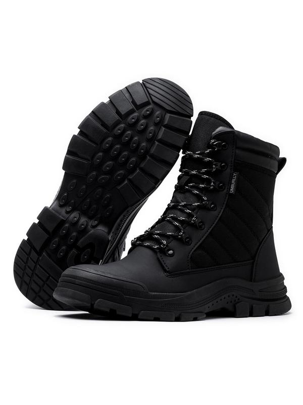 Men's Solid Color Lace Up High Top Safety Boots, Casual Comfortable Work Boots for Men, Anti-slip and Anti-crash Safety Shoes for Work