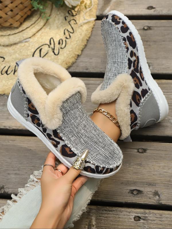 Women's Fashionable Patchwork Design Slip on Sneakers, Casual Comfortable Warm Soft Sole Shoes for Fall & Winter, Female All-match Round Toe Sports Shoes, Girl Walking Shoes