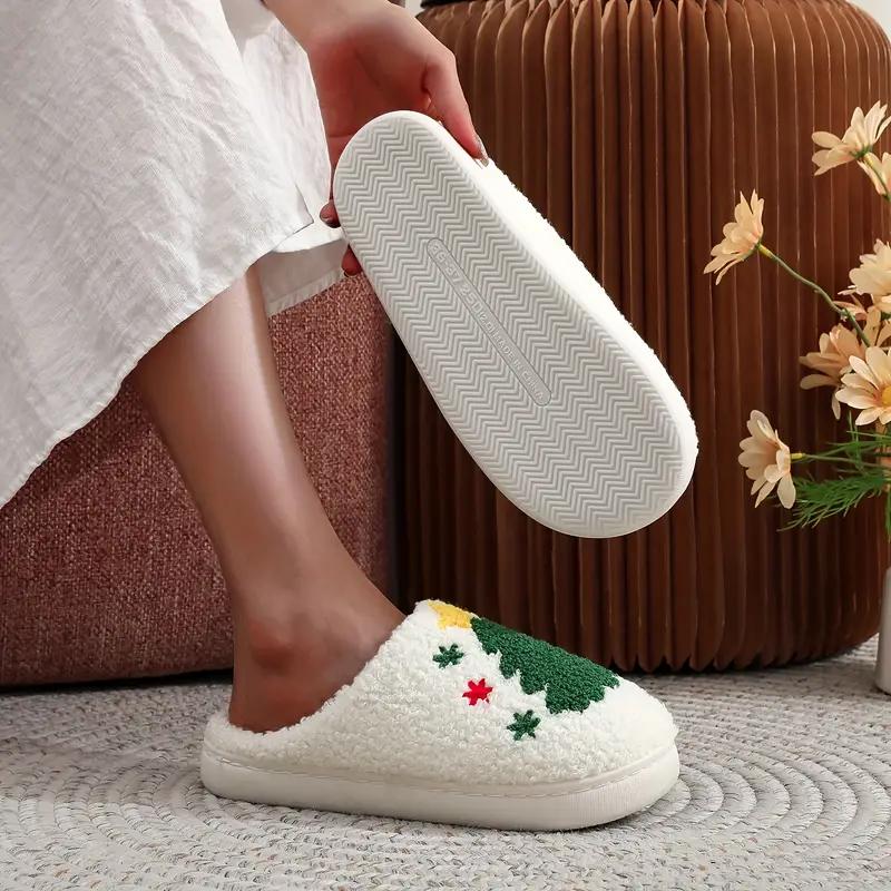 Black Friday Glam Style Christmas Tree Slippers for Women and Men - Cozy Plush Indoor Slippers with Fabric Insole, TPR Sole, and Fabric Upper - Hand Washable, All-Season Winter Comfort, Ideal Holiday Gift for Parents