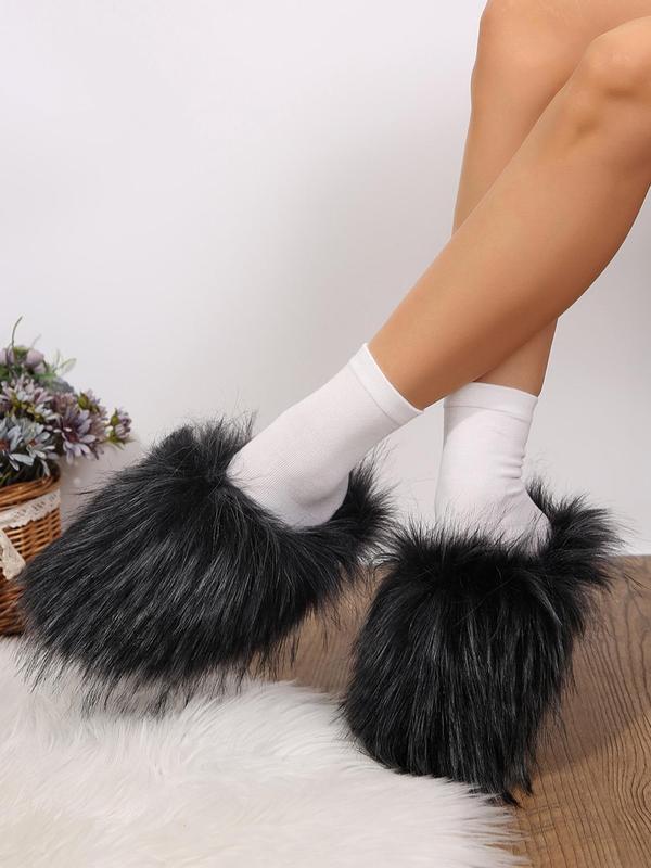 Women's Faux Fur Plush Slippers, Casual Soft Comfortable Home Slippers, Warm Slippers for Indoor & Outdoor Use for Fall & Winter Fur Slippers