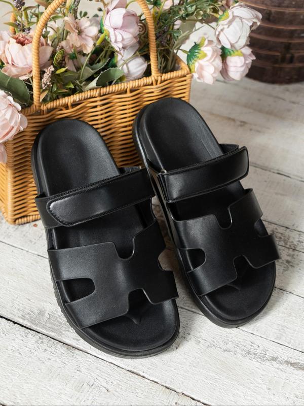 Fashionable Hollow Out & Velcro Design Sandals, Casual Open Toe Flat Sandals for Summer, Lightweight Breathable Comfortable Shoes for Women