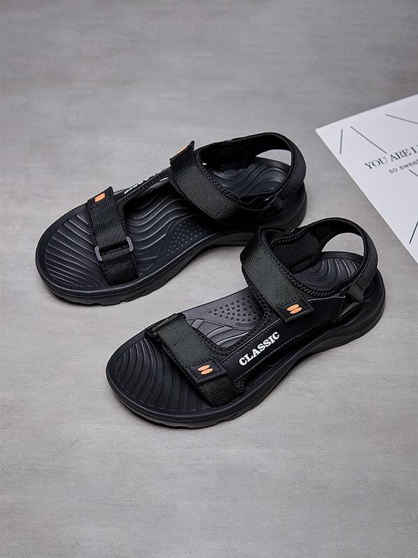 Men's Casual Plain Color Velcro Sport Sandals, Minimalist Outdoor Beach Sandals, Summer Casual Comfortable Sandals for Men for Daily Life