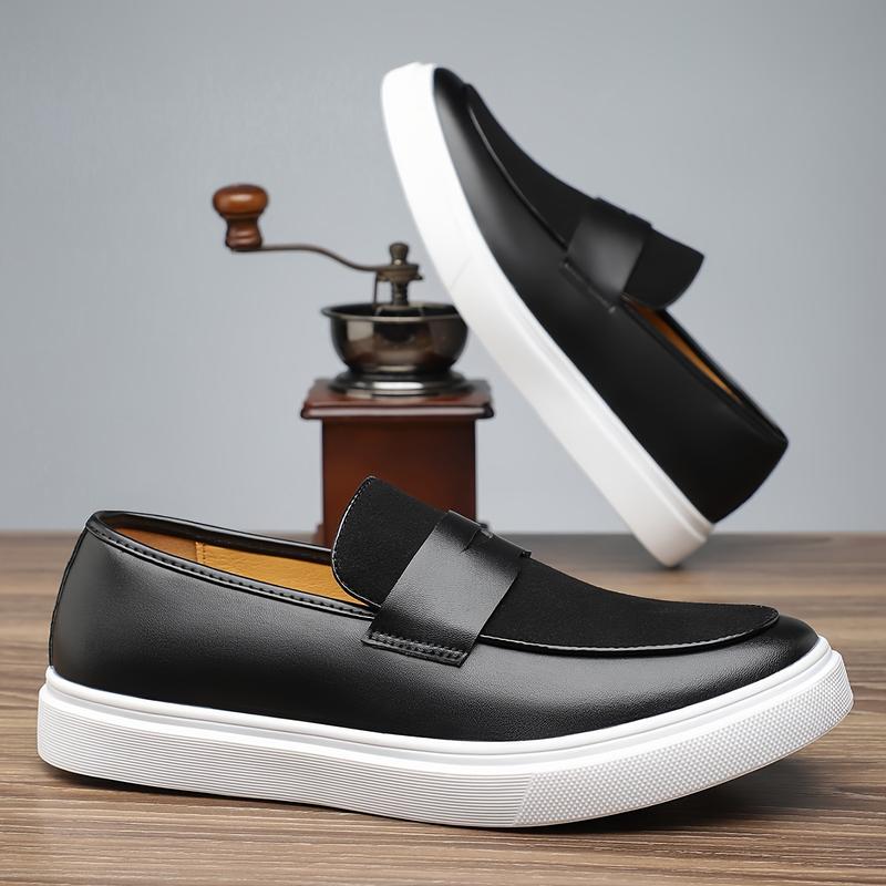 Men's Low Top Skateboarding Shoes - Preppy, Casual Sports Style | All-Season Solid Color Slip-On Sneakers | PU Upper & Inner, Rubber Sole | Round Toe Design for Daily Wear