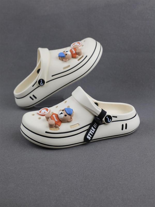 Women's Cute Cartoon Bear Design Clogs, Casual Comfortable Non-slip Clogs, Fashionable Clogs for Indoor & Outdoor Wear