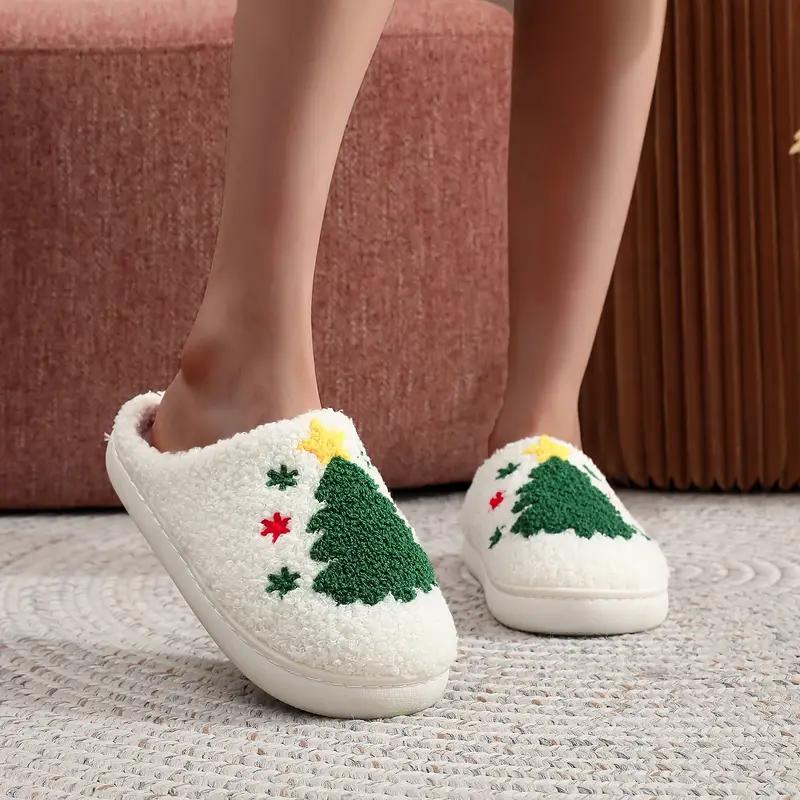 Black Friday Glam Style Christmas Tree Slippers for Women and Men - Cozy Plush Indoor Slippers with Fabric Insole, TPR Sole, and Fabric Upper - Hand Washable, All-Season Winter Comfort, Ideal Holiday Gift for Parents