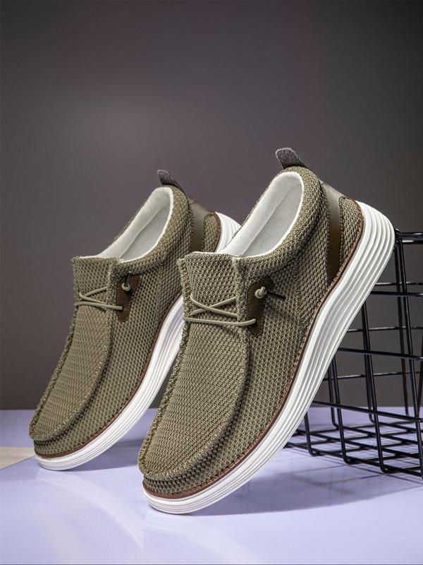 Men's Business Style Criss Cross Lace Patched Design Slip on Footwear Shoes, Casual Comfortable Breathable Lightweight Designer Shoes Loafers, Fashionable Walking Shoes for Daily Wear