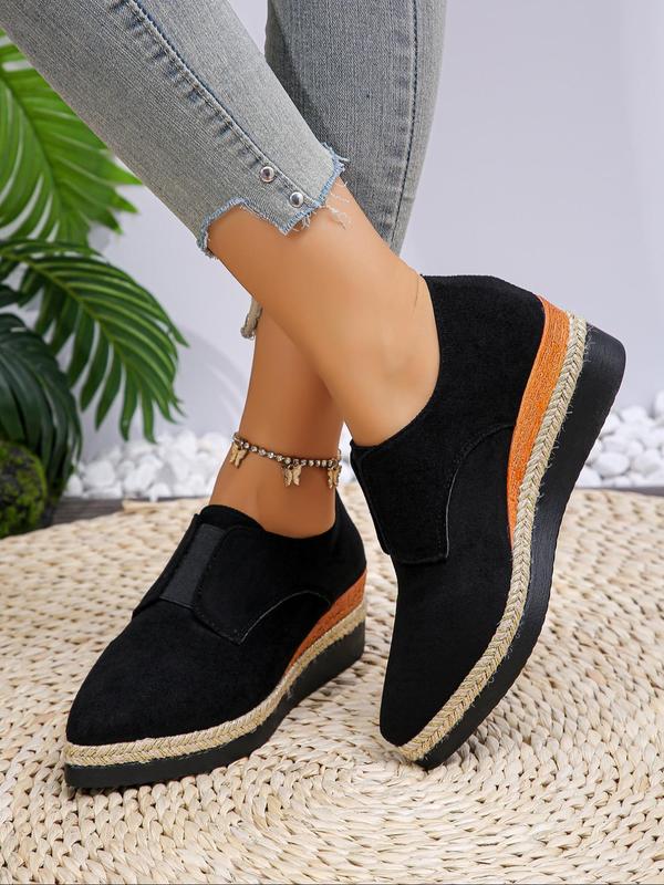 Women's Fashionable Solid Color Pointed Toe Slip on Wedge Shoes, Casual Comfortable Wedge Shoes for Daily Wear, All-match Commuter Shoes for Work & Daily Wear