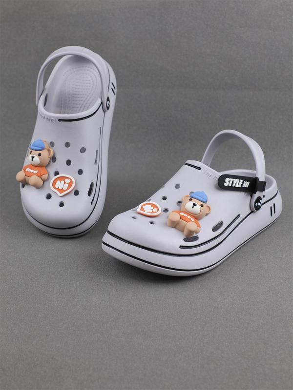 Women's Cute Cartoon Bear Design Clogs, Casual Comfortable Non-slip Clogs, Fashionable Clogs for Indoor & Outdoor Wear