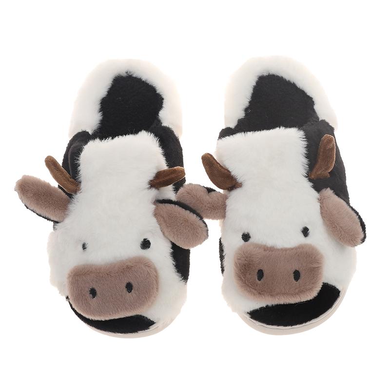 Cartoon Cow slippers, Cute Plush Animal Slippers, Suitable For Indoor And Outdoor Warmth In Winter, Couples Cute Plush Cow Slippers, Love Home Slippers Cute Slippers Sports Sandals Slide Shoe Girl Footwear Flipflop Women Walking Shoes Comfort