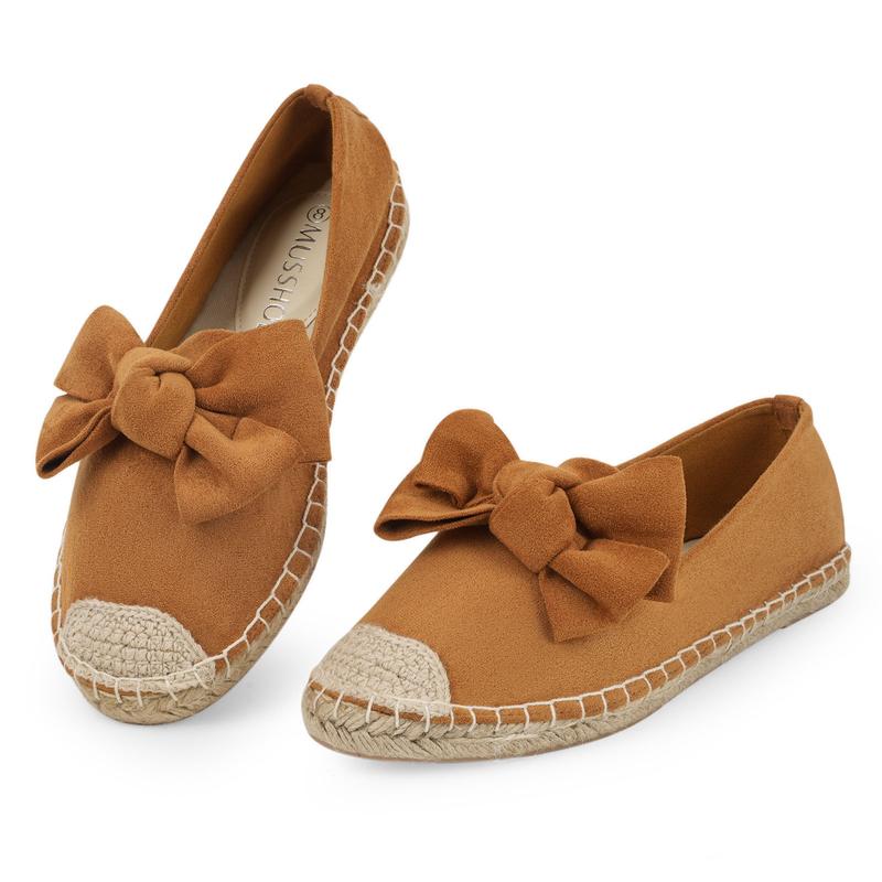 MUSSHOE Espadrilles for Women Dressy Bow Flats Shoes Women