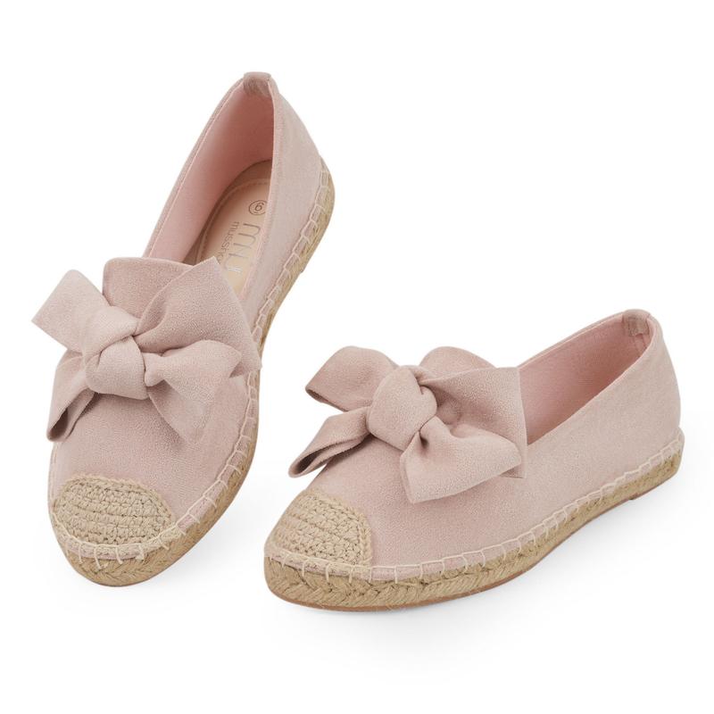 MUSSHOE Espadrilles for Women Dressy Bow Flats Shoes Women