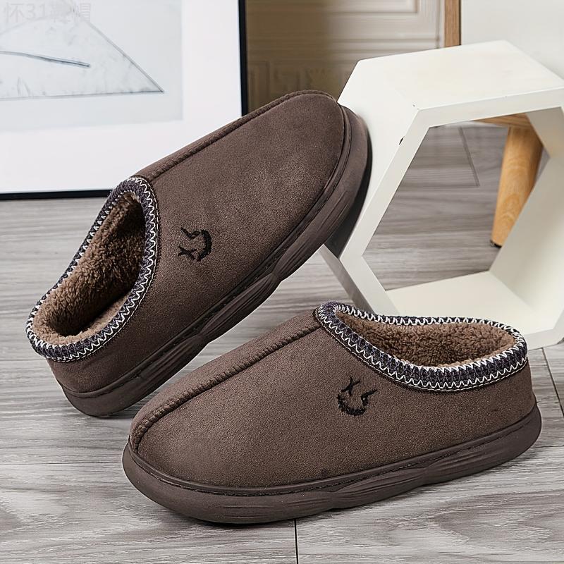 OURANNI Cozy Plus-Size Men's Plush Slippers - Warm, Non-Slip Thick Sole for Indoor Comfort, Perfect for All Seasons Boy Footwear