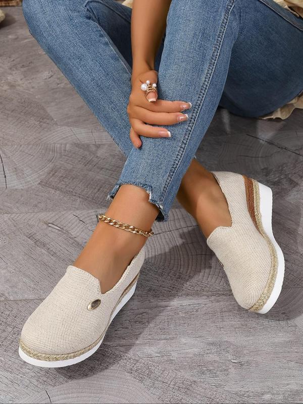 Women's Fashionable Wedge Shoes, Casual Comfortable Espadrilles for Daily Wear, Female All-match Round Toe Shoes for Daily Wear Espadrilles Shoes