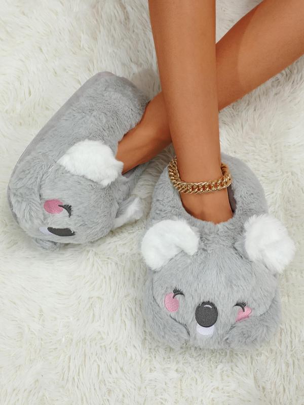 Women's Cartoon Koala Design Cute House Slippers, Plush Bedroom Cozy Fuzzy Slippers, Funny Novelty Fluffy Warm Slippers for Fall & Winter, Black Friday Deal for Girls, Wife