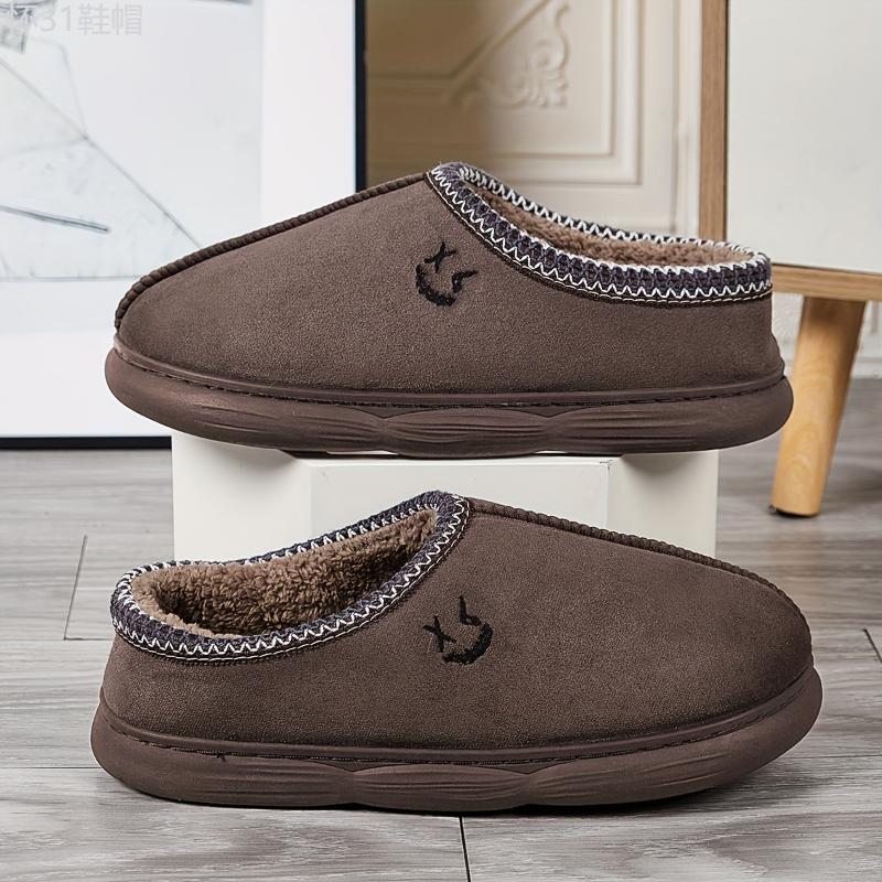 OURANNI Cozy Plus-Size Men's Plush Slippers - Warm, Non-Slip Thick Sole for Indoor Comfort, Perfect for All Seasons Boy Footwear