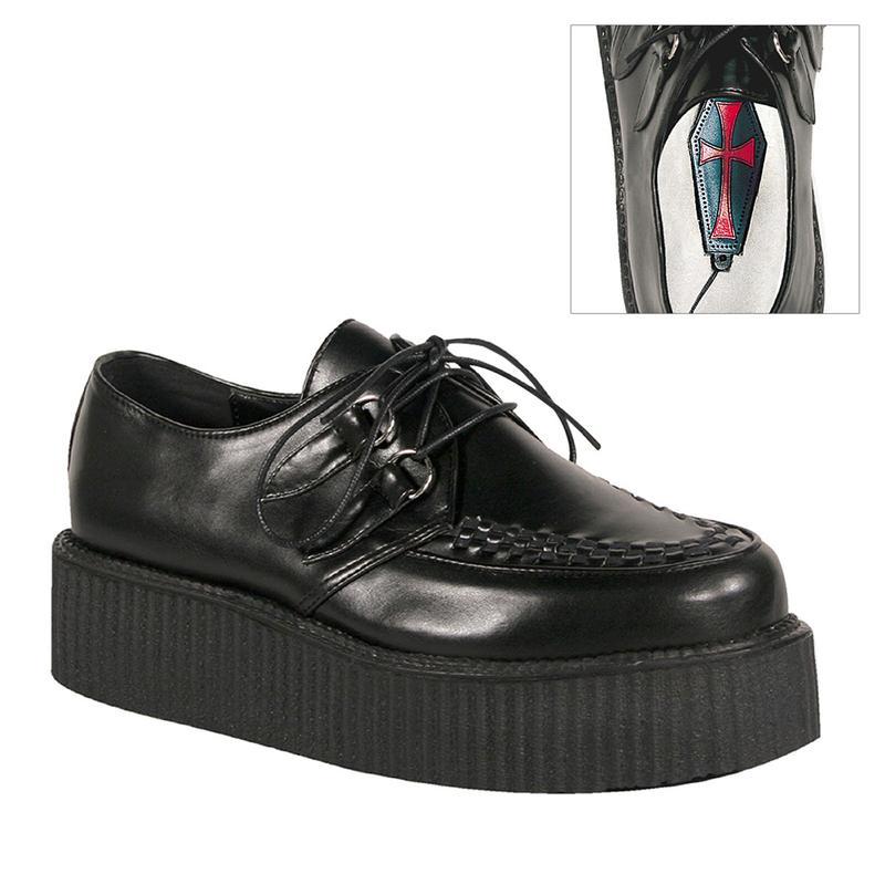 Demonia Men's V-CREEPER-502 Black Vegan Leather Creepers