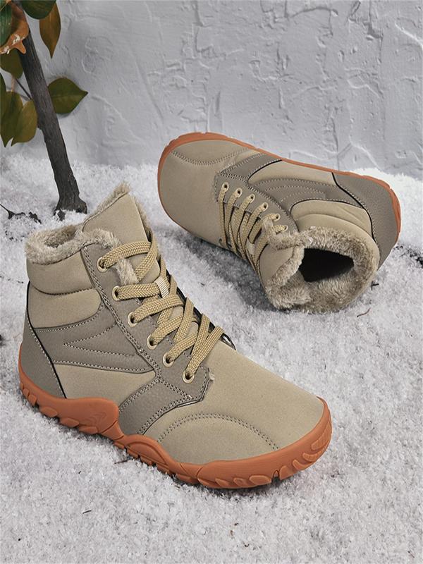 Men's Solid Color Thickened Warm Snow Boots, Casual Sporty Outdoor Snow Boots for Fall & Winter, Male All-match Round Toe Sports Shoes for Daily Wear