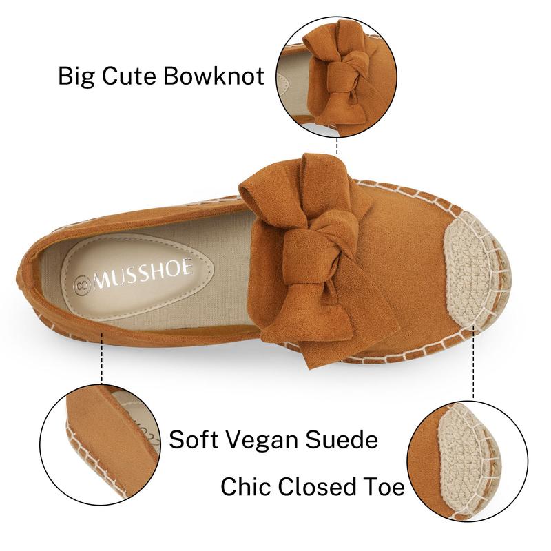 MUSSHOE Espadrilles for Women Dressy Bow Flats Shoes Women