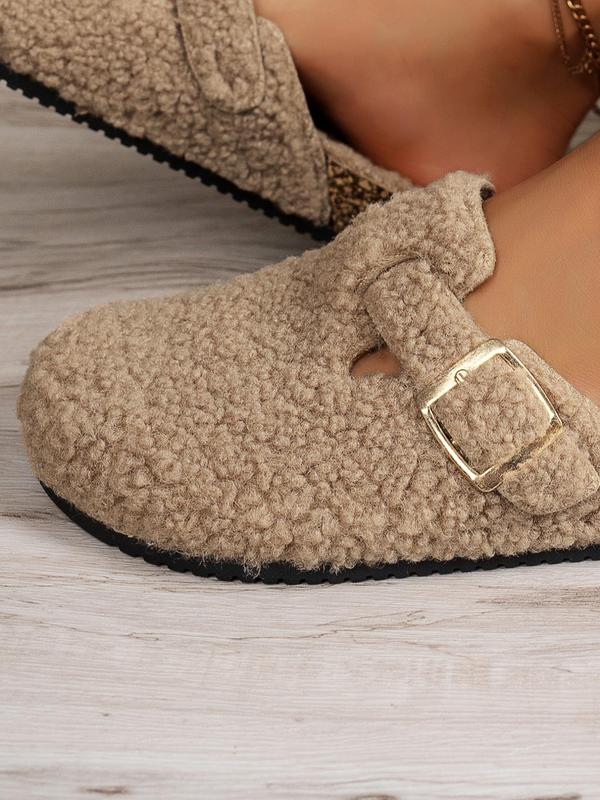 Women's Solid Color Belted Design Slippers, Casual Soft Comfortable Home Slippers, Warm Slippers for Indoor & Outdoor Use for Women & Girls