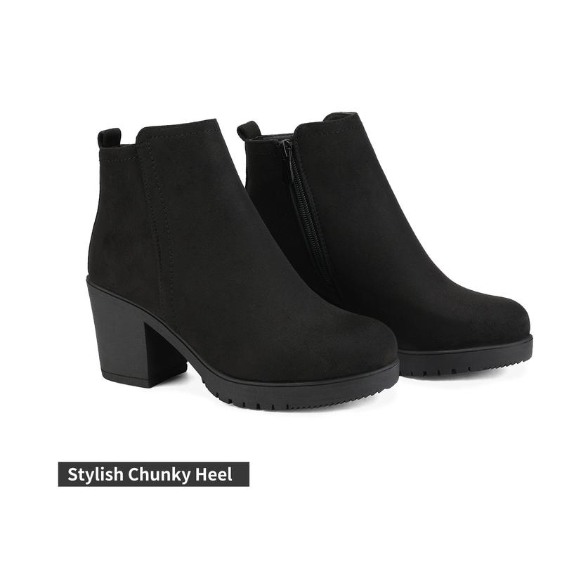 Dream Pairs Women's Low Heel Chunky Ankle Boots