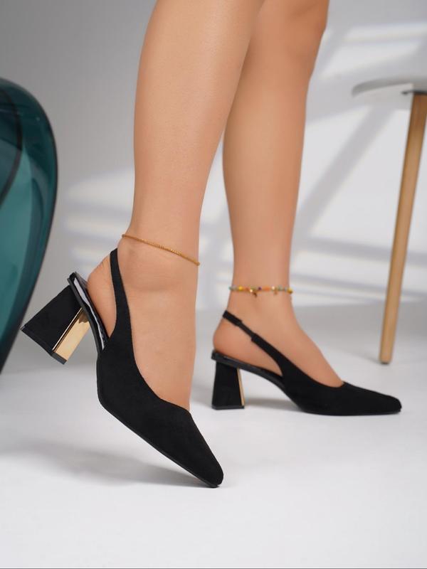 Women's Elegant Fashion Pointed Toe High Heel Pumps, Trendy Minimalist Chunky Heeled Pumps, All-match Chunky Heel Pumps for Daily Wear