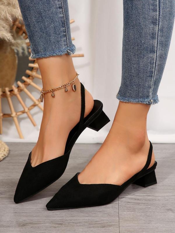 Women's Elegant Solid Color Pointed Toe Heels, Fashionable Block High Heel Shoes for Party, Daily Clothing Decor for Women & Girls