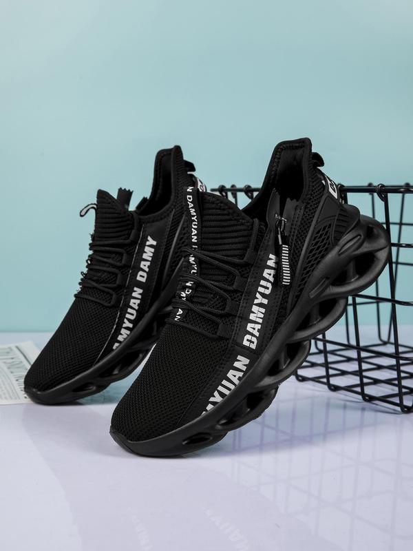 Men's Fashionable Letter Print Lace Up Low Top Sneakers, Designer Shoes, Casual Comfortable  Sports Shoes, Breathable Sports Running Shoes, Male All-match Round Toe Shoes for Daily Wear