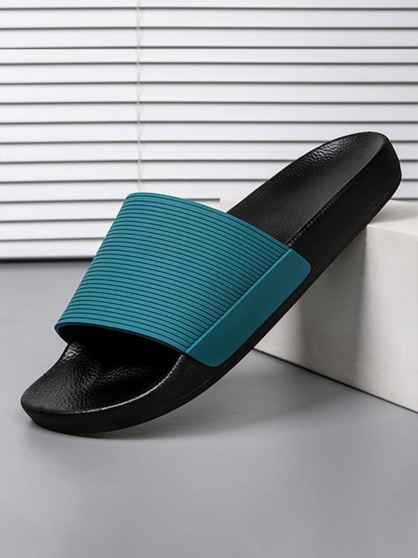 Men's Casual Colorblock Slides, 1 Pair Soft Comfortable Home Slippers, Non-slip Sports Soft Bottom Wear-resistant Beach Sandals