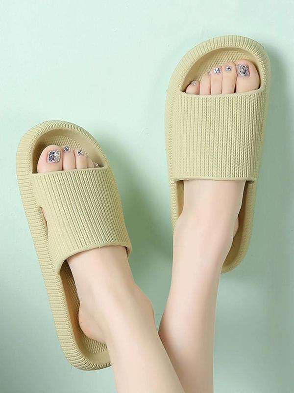 Unisex Simple Style Plain Color Slides, Casual Soft Comfortable Home Slippers, Non-slip Slippers for Indoor & Outdoor Wear