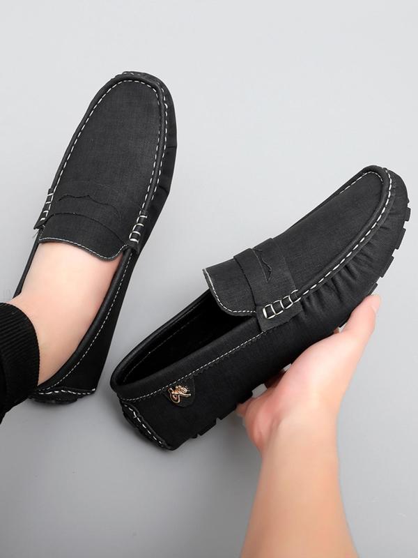 Men's Casual Plain Color Loafers, Fashionable Round Toe Slip-on Shoes for Daily Wear, Lightweight Breathable Comfortable Shoes for Men