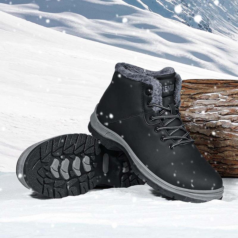 Snow Boots for Men Insulated Waterproof Fur Lined BootiesLightweight Winter Shoes