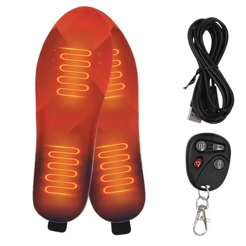 USB Rechargeable Heated Insoles for Men and Women Remote Control Foot Warmer Electric Heated Insoles for Outdoor Hunting