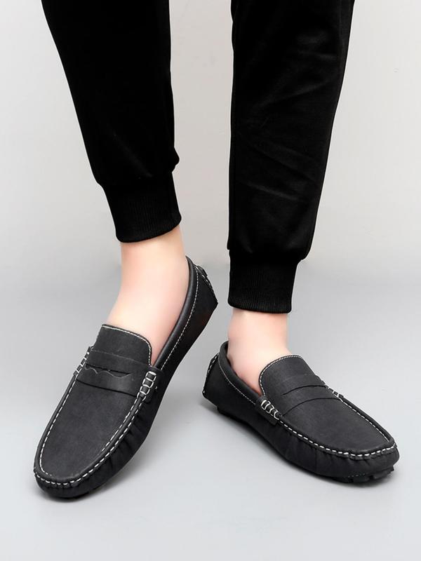 Men's Casual Plain Color Loafers, Fashionable Round Toe Slip-on Shoes for Daily Wear, Lightweight Breathable Comfortable Shoes for Men