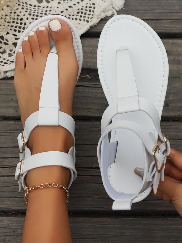 Women's Fashionable Solid Color Slip on Sandals, 2024 New Style Casual Comfortable Toe Thong Sandals for Summer, Lightweight Breathable Shoes for Daily Wear