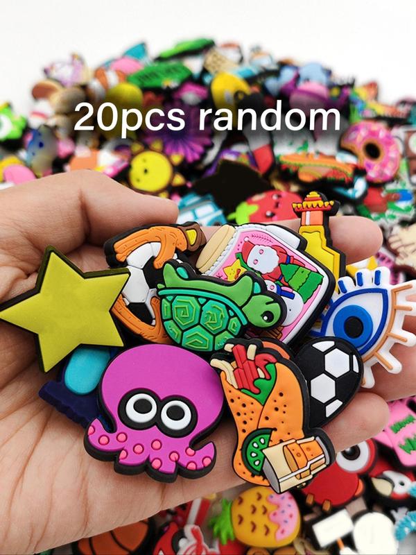 Random Mixed Color Cartoon Animal Shoe Charms, 20pcs set Cute Shoes Decoration for Kids, Shoes Decorations for Vented Clog